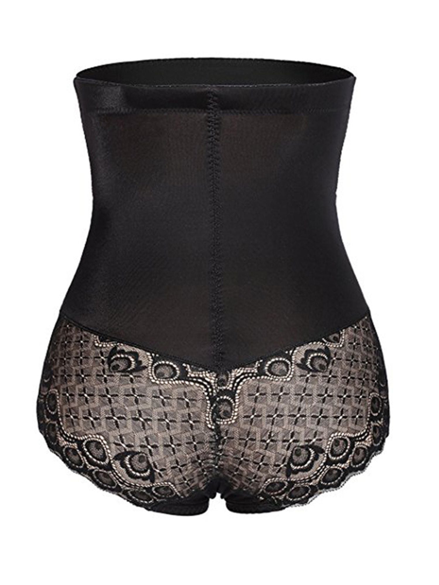 Elegant High Waist Cotton Brief Shapewear with Classic Lace