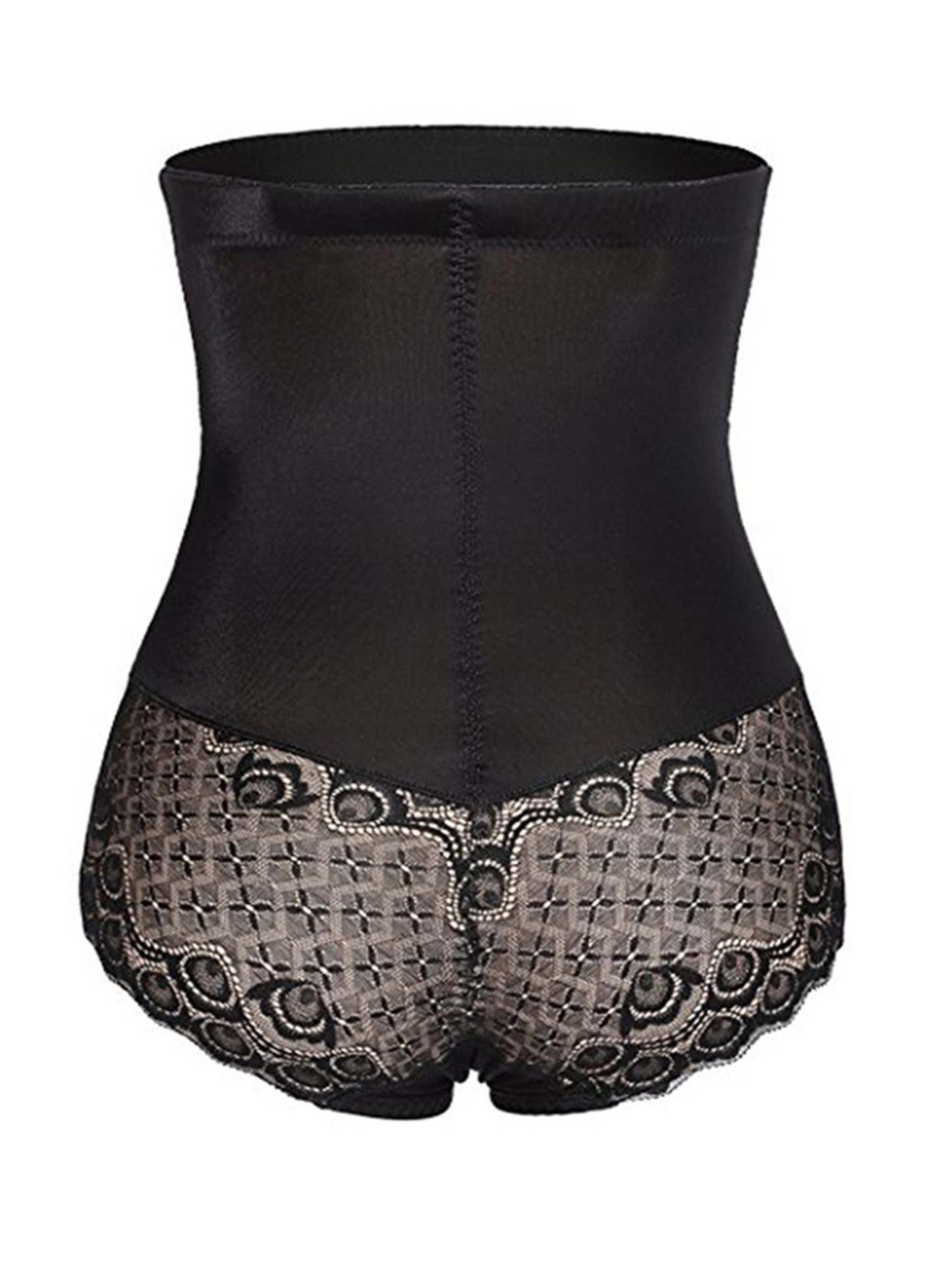 Elegant High Waist Cotton Brief Shapewear with Classic Lace