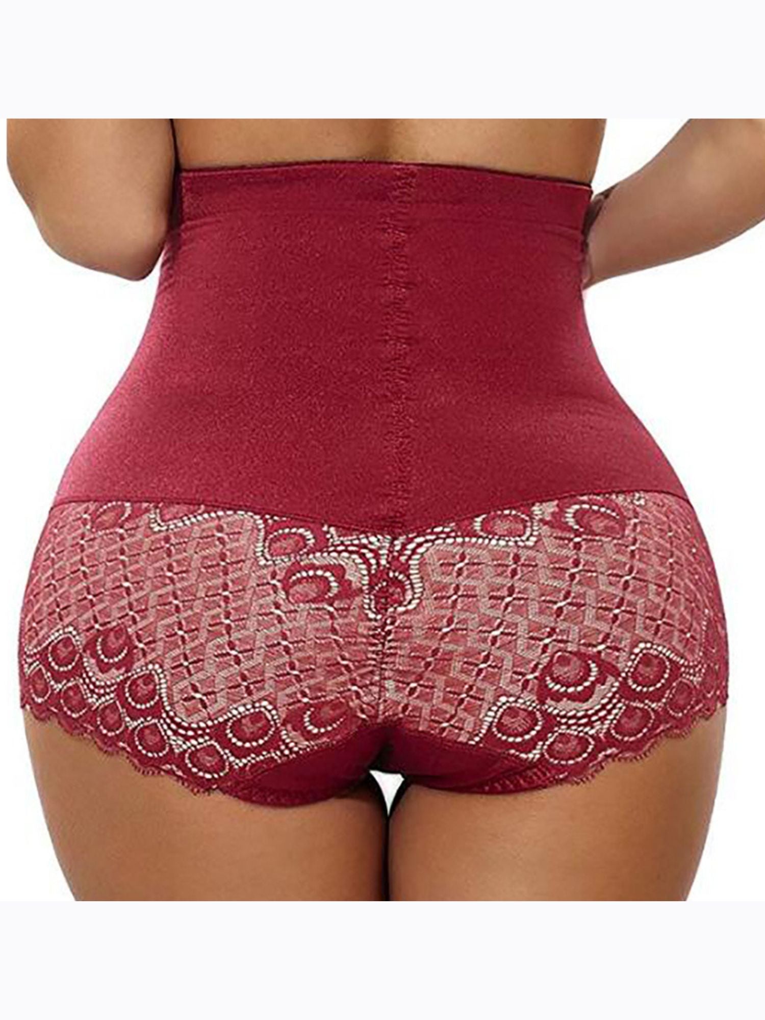 Elegant High Waist Cotton Brief Shapewear with Classic Lace