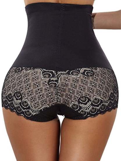 Elegant High Waist Cotton Brief Shapewear with Classic Lace