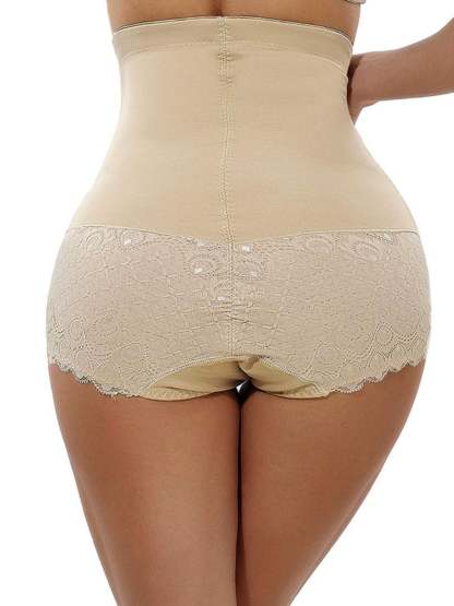 Elegant High Waist Cotton Brief Shapewear with Classic Lace
