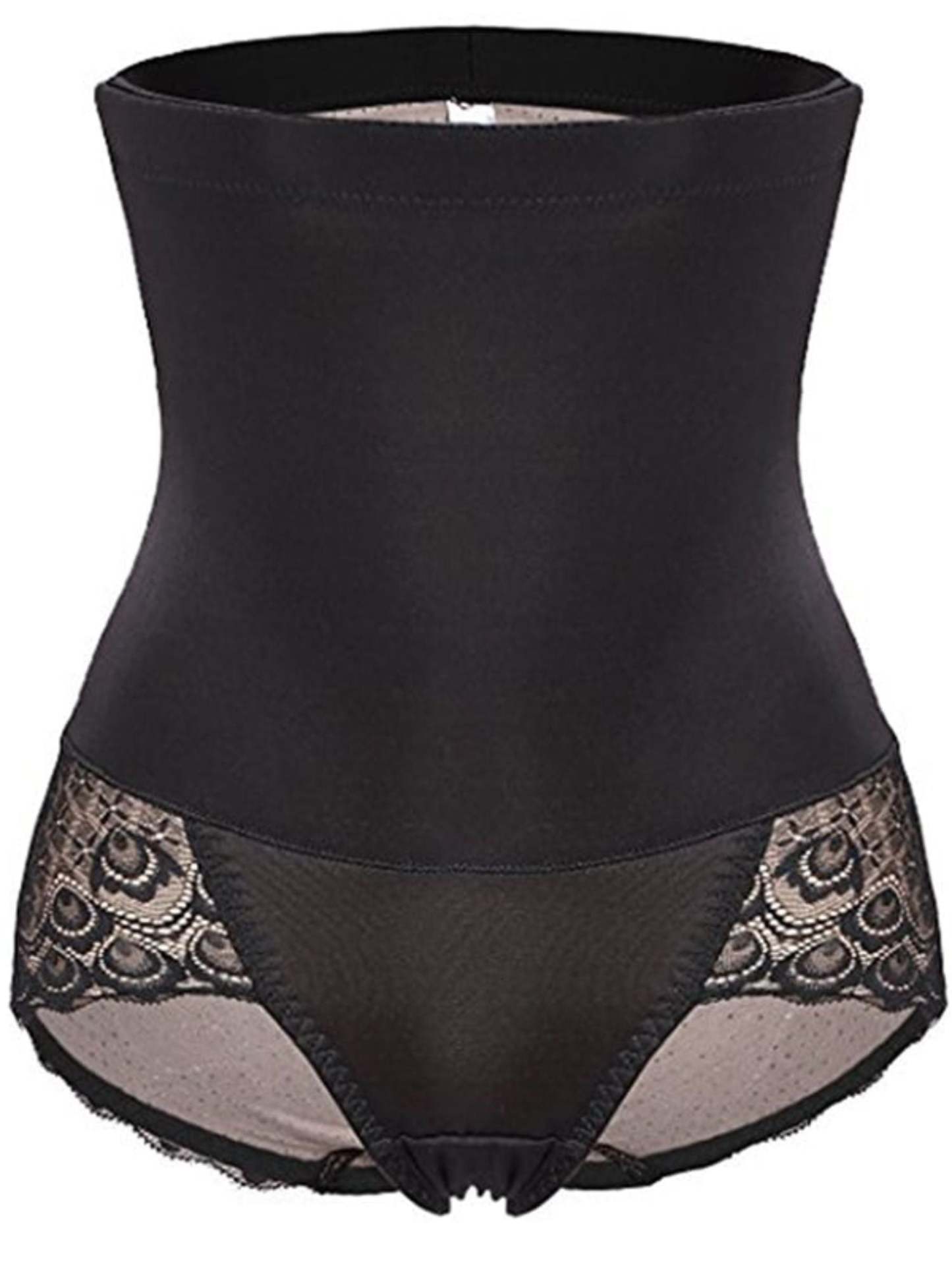 Elegant High Waist Cotton Brief Shapewear with Classic Lace