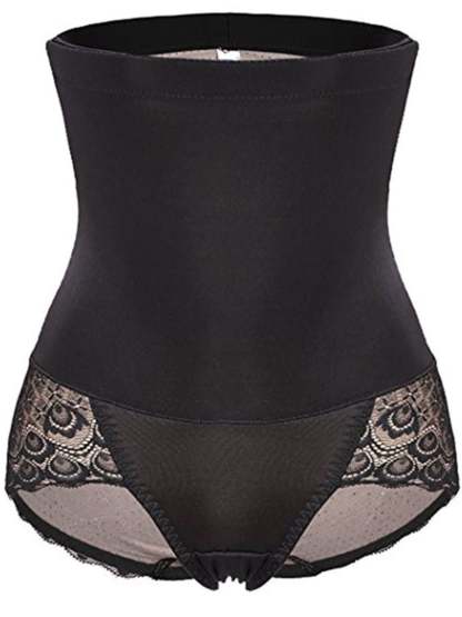 Elegant High Waist Cotton Brief Shapewear with Classic Lace