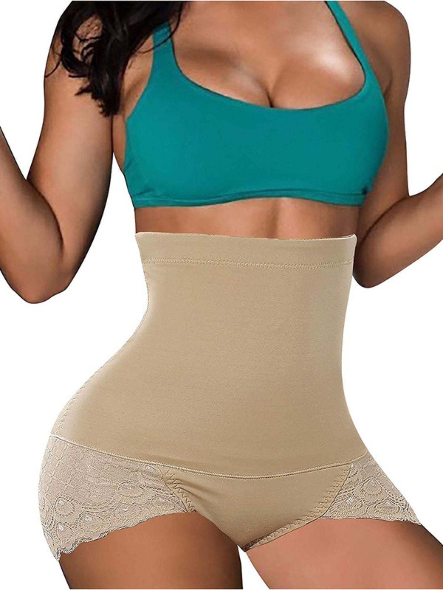 Elegant High Waist Cotton Brief Shapewear with Classic Lace