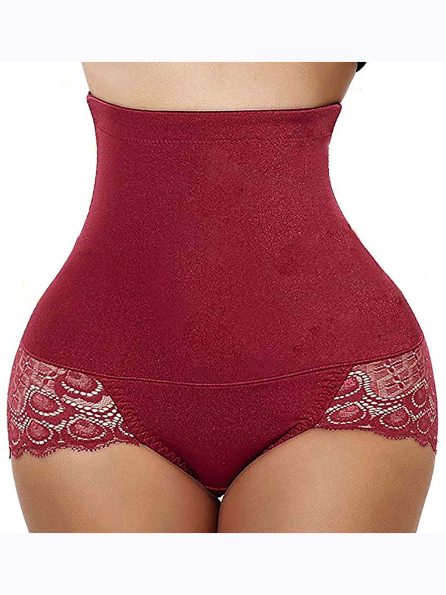 Elegant High Waist Cotton Brief Shapewear with Classic Lace