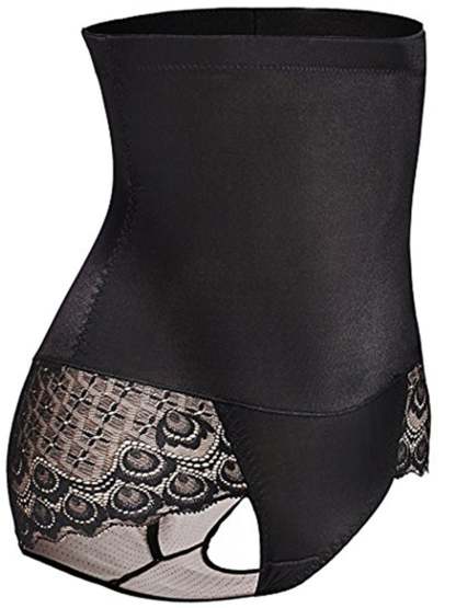 Elegant High Waist Cotton Brief Shapewear with Classic Lace