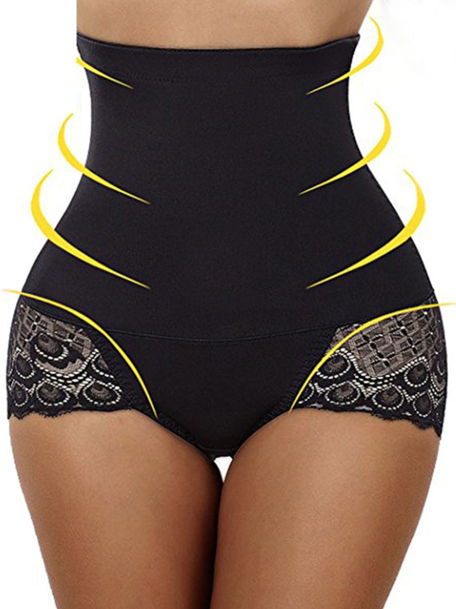 Elegant High Waist Cotton Brief Shapewear with Classic Lace