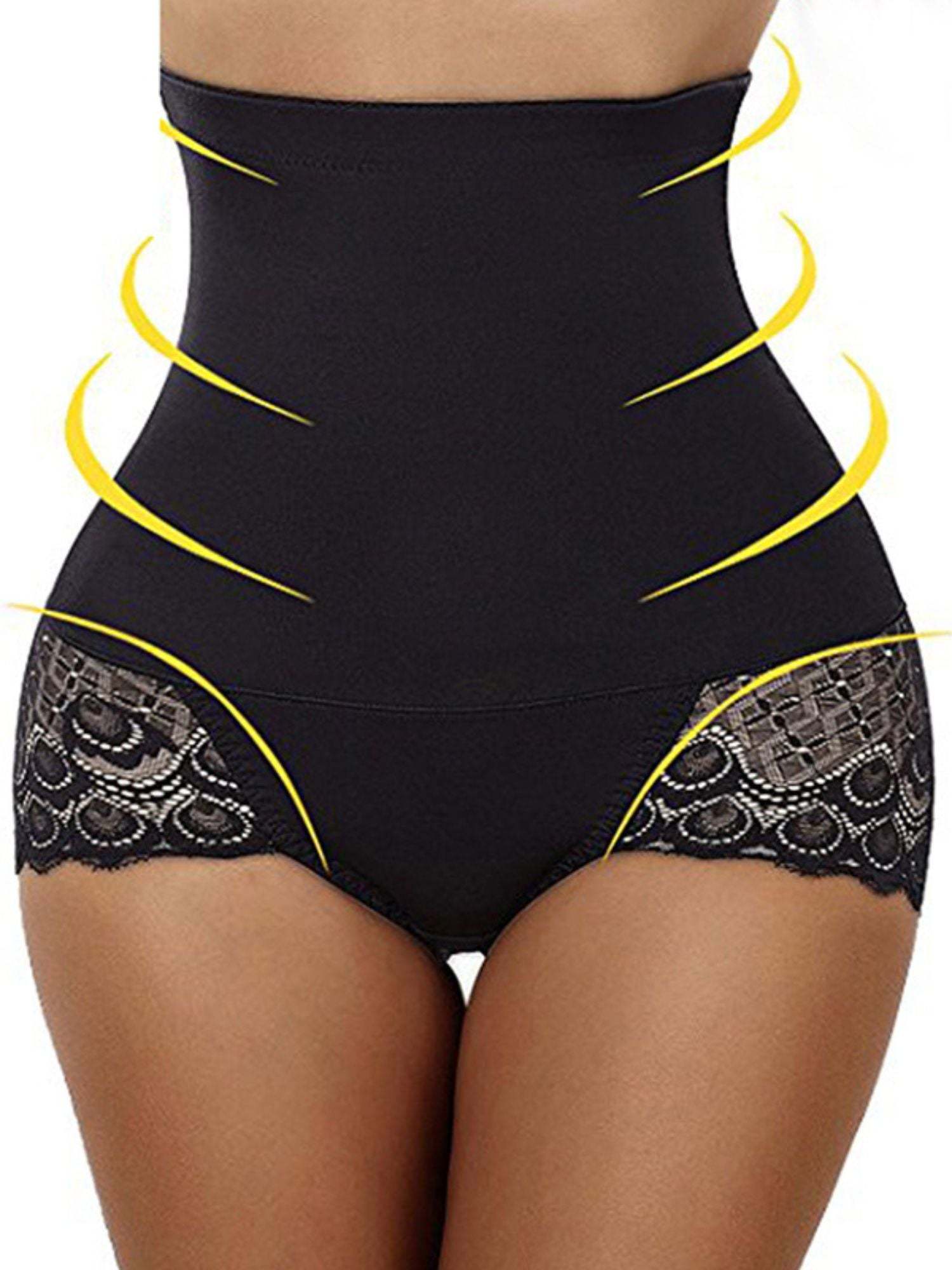 Elegant High Waist Cotton Brief Shapewear with Classic Lace
