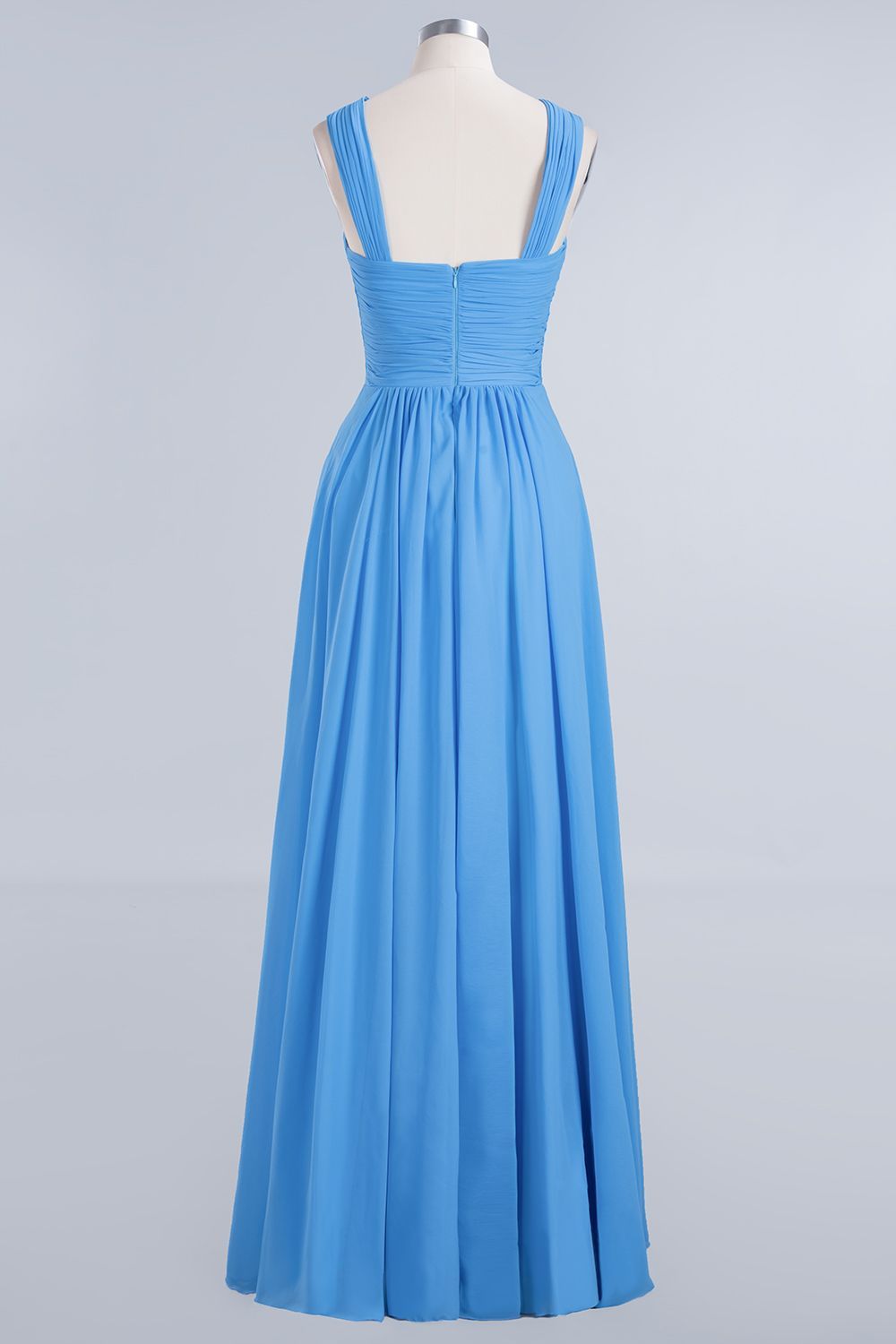 BMbridal Chic Crisscross Ocean Blue Junior Bridesmaid Dresses Affordable Chiffon Ruffle Maid of Honor Dresses-BMbridal