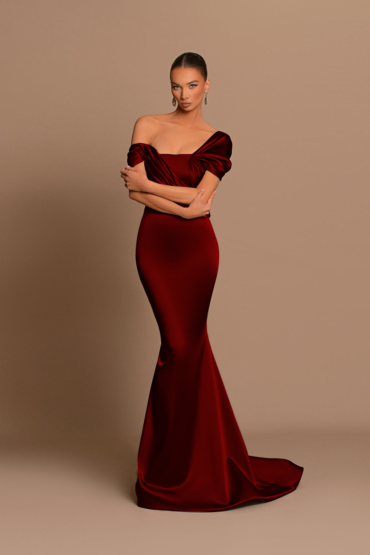 Glamorous Gray Off the Shoulder Mermaid Prom Dress With Pleated