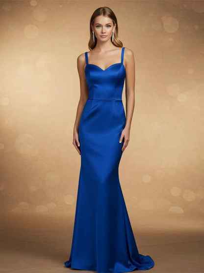 Royal Blue Mermaid Sweetheart Floor-Length Satin Prom Dress
