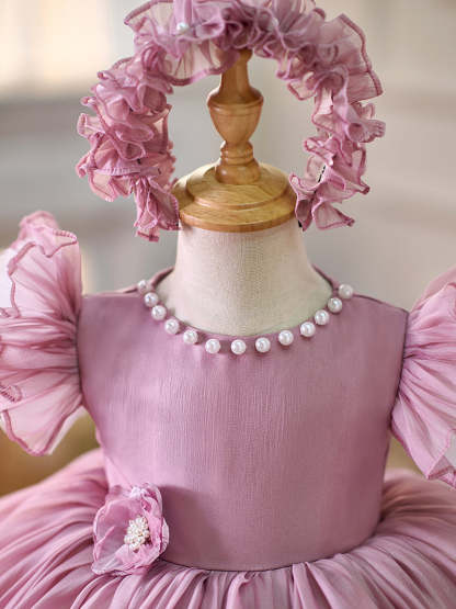 Toddler's 1st Birthday Party Dress in Knee-length Organza