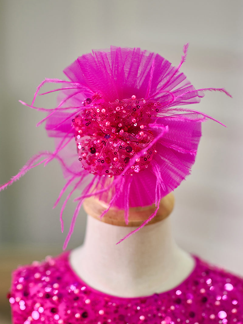 Knee-length Baby Girl Dress in Tulle with Sequins