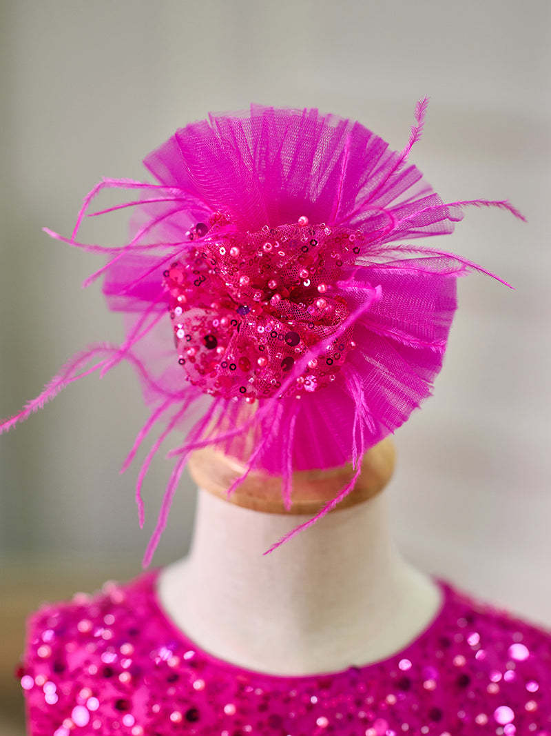 Knee-length Baby Girl Dress in Tulle with Sequins