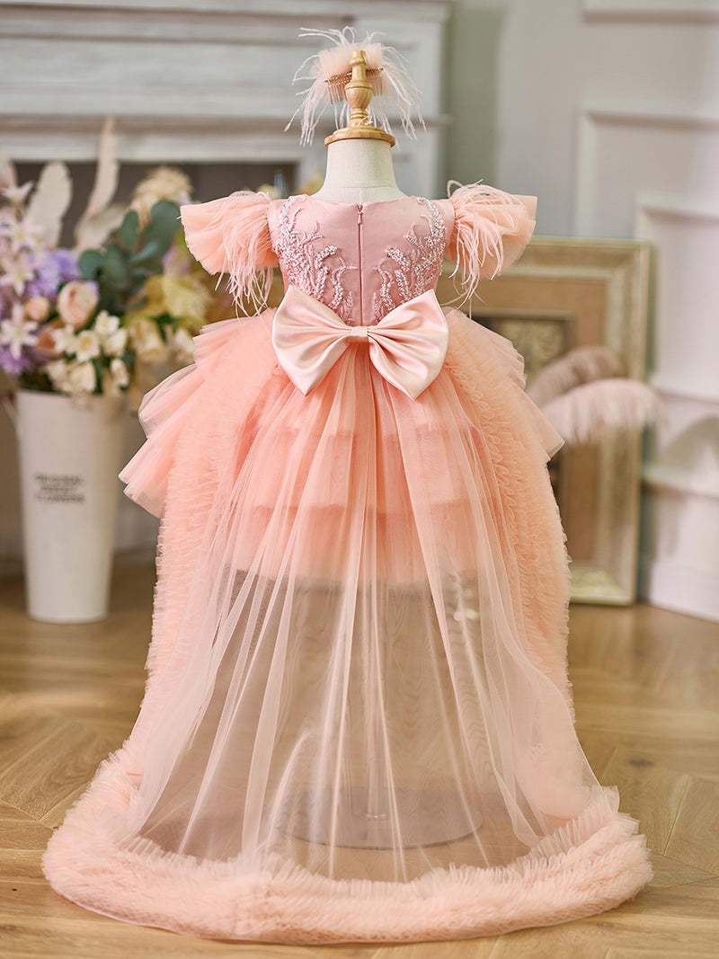 Asymmetrical Tulle Princess Ball-Gown for Baby Girl's 1st Birthday Party