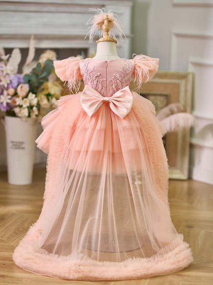Asymmetrical Tulle Princess Ball-Gown for Baby Girl's 1st Birthday Party