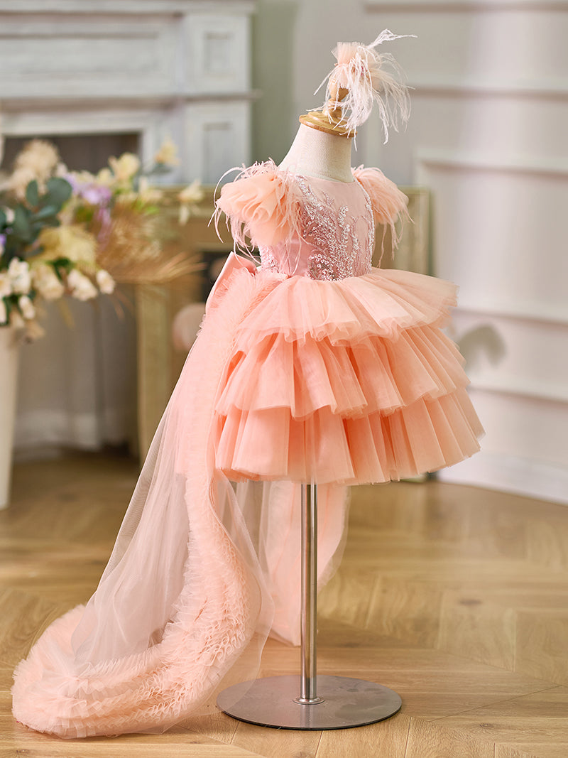 Asymmetrical Tulle Princess Ball-Gown for Baby Girl's 1st Birthday Party