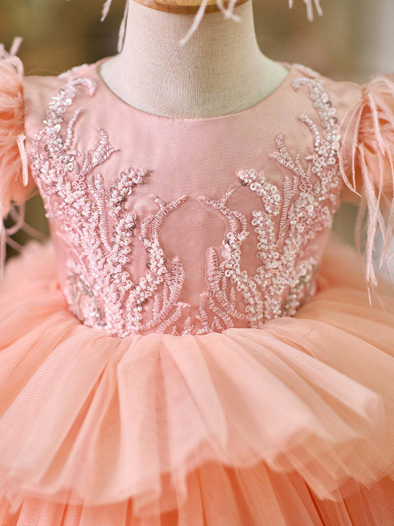 Asymmetrical Tulle Princess Ball-Gown for Baby Girl's 1st Birthday Party