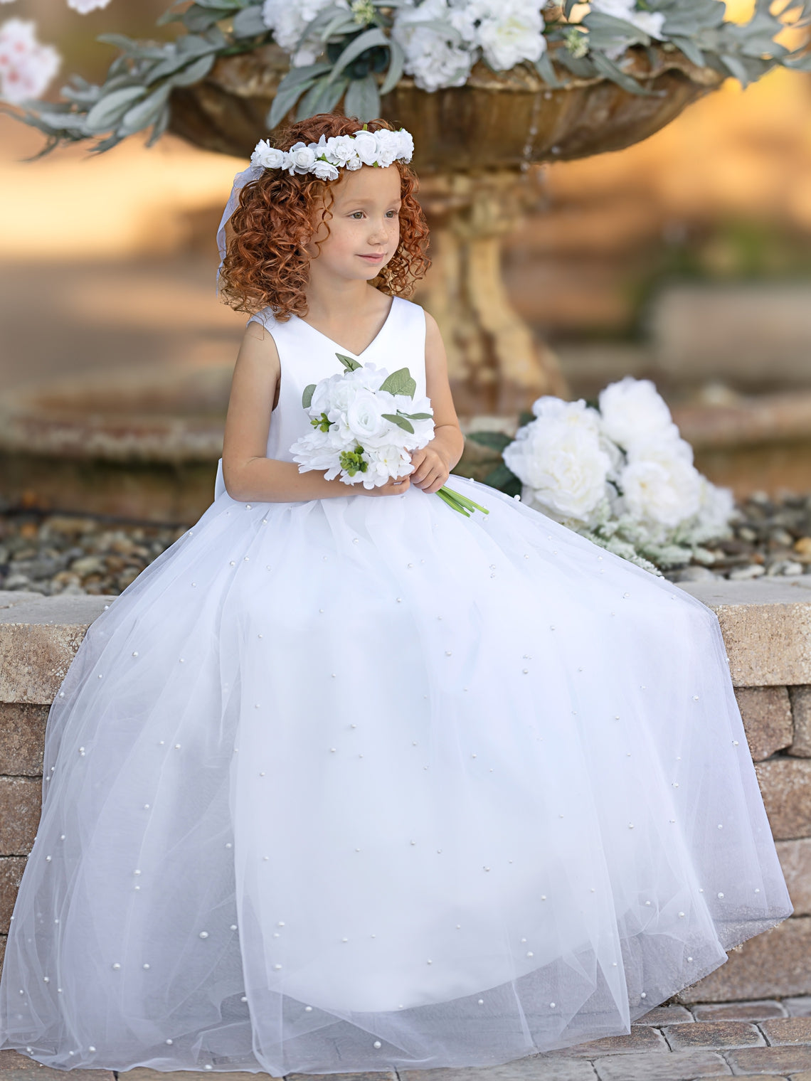 Princess Ball Gown in Elegant Satin & Tulle for Flower Girls