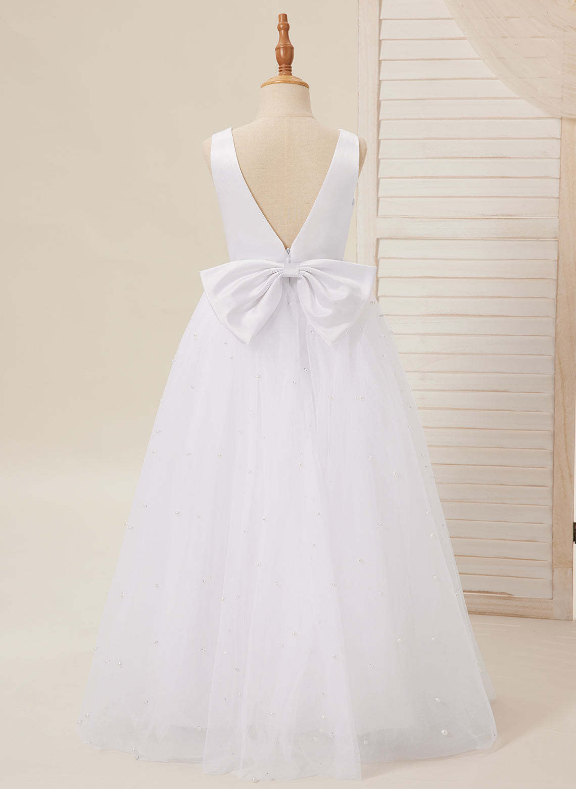 Princess Ball Gown in Elegant Satin & Tulle for Flower Girls