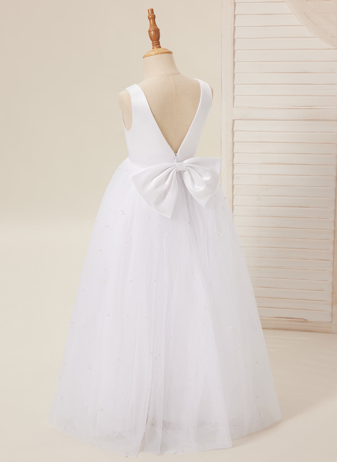 Princess Ball Gown in Elegant Satin & Tulle for Flower Girls