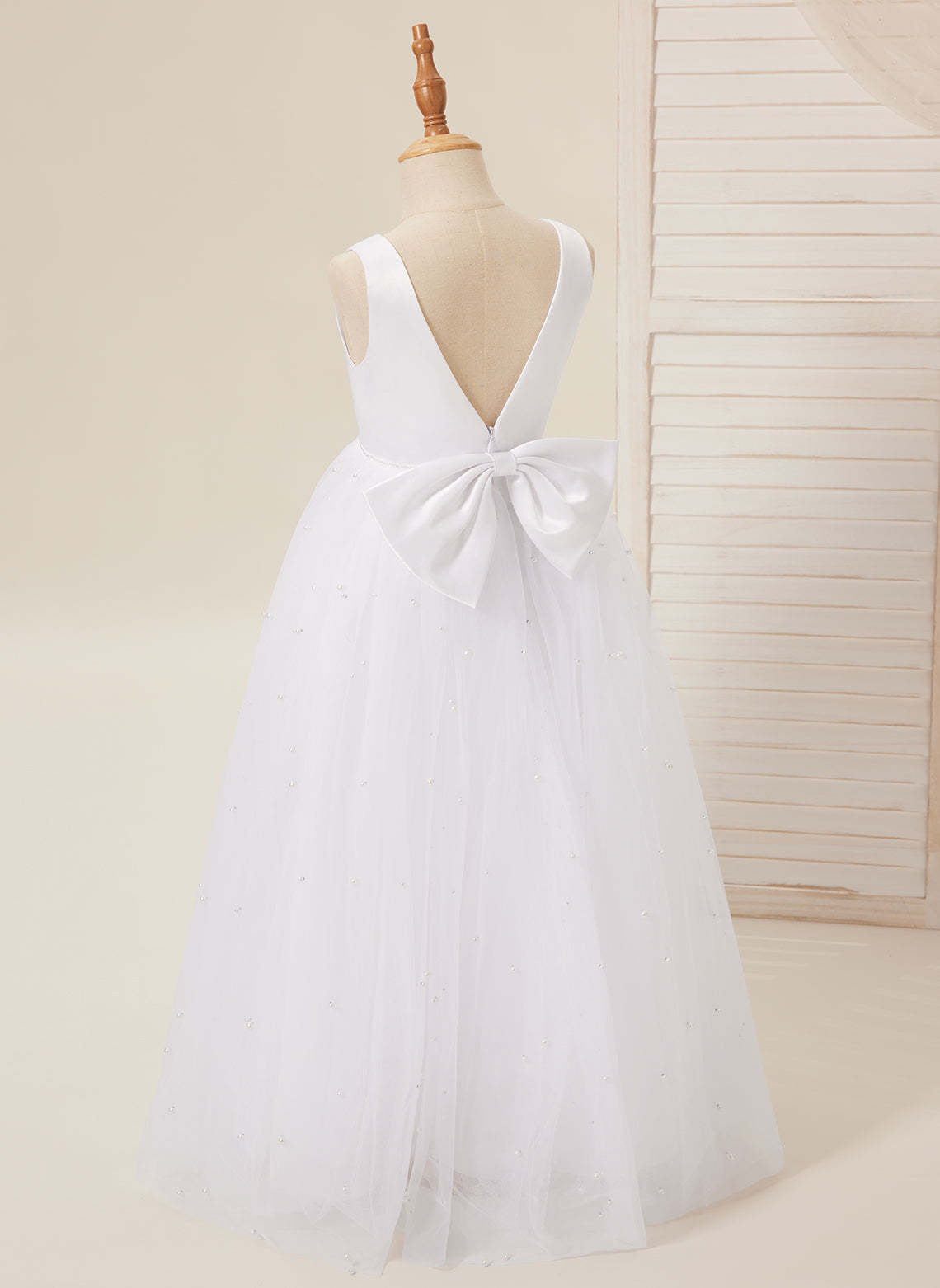 Princess Ball Gown in Elegant Satin & Tulle for Flower Girls