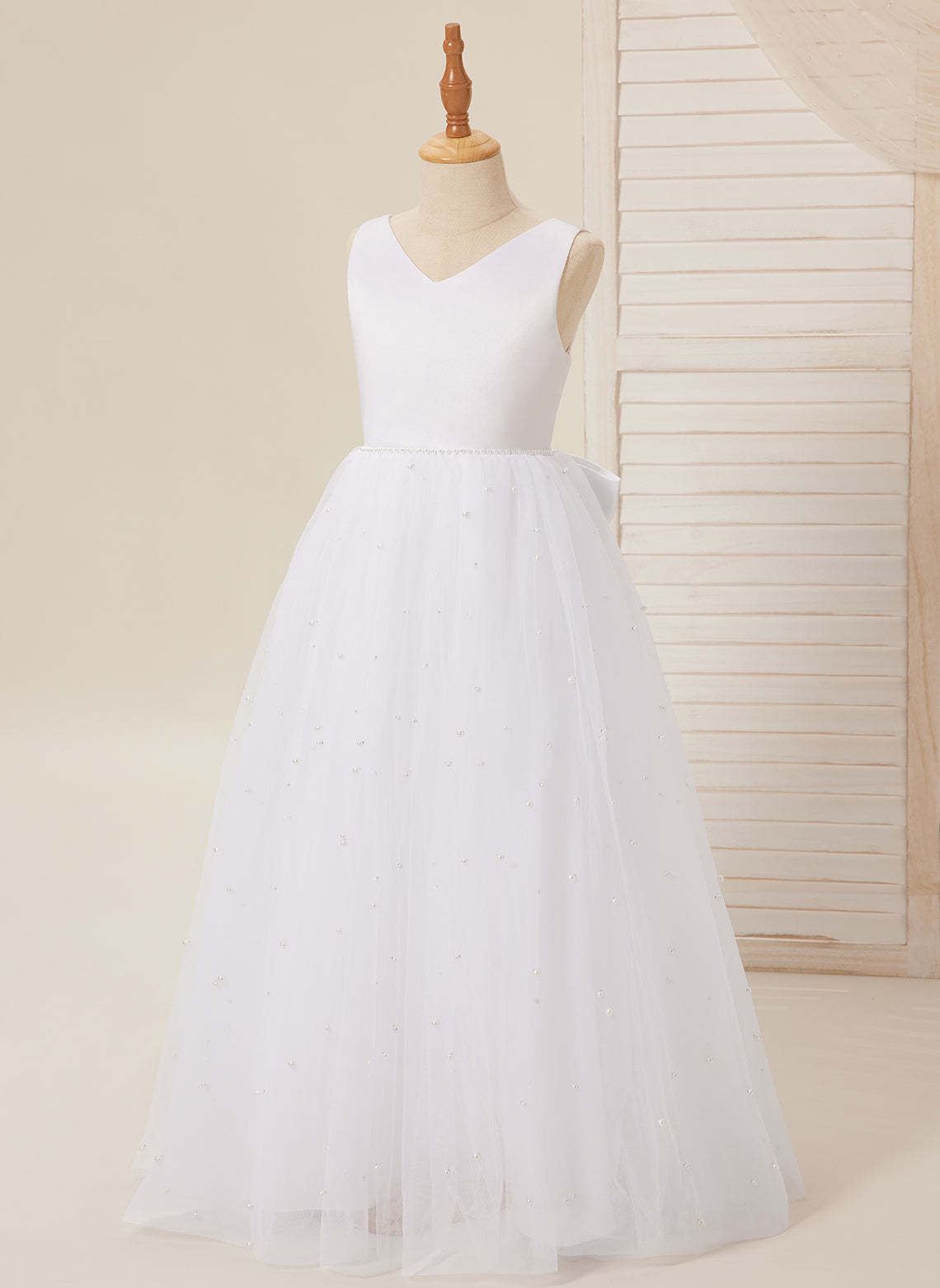 Princess Ball Gown in Elegant Satin & Tulle for Flower Girls
