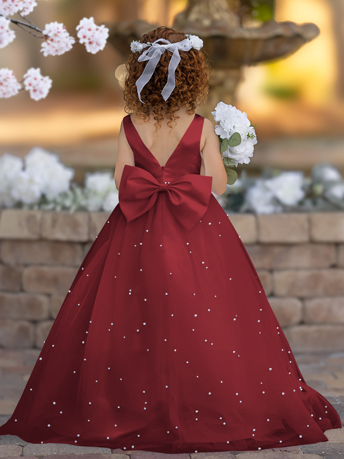 Princess Ball Gown in Elegant Satin & Tulle for Flower Girls