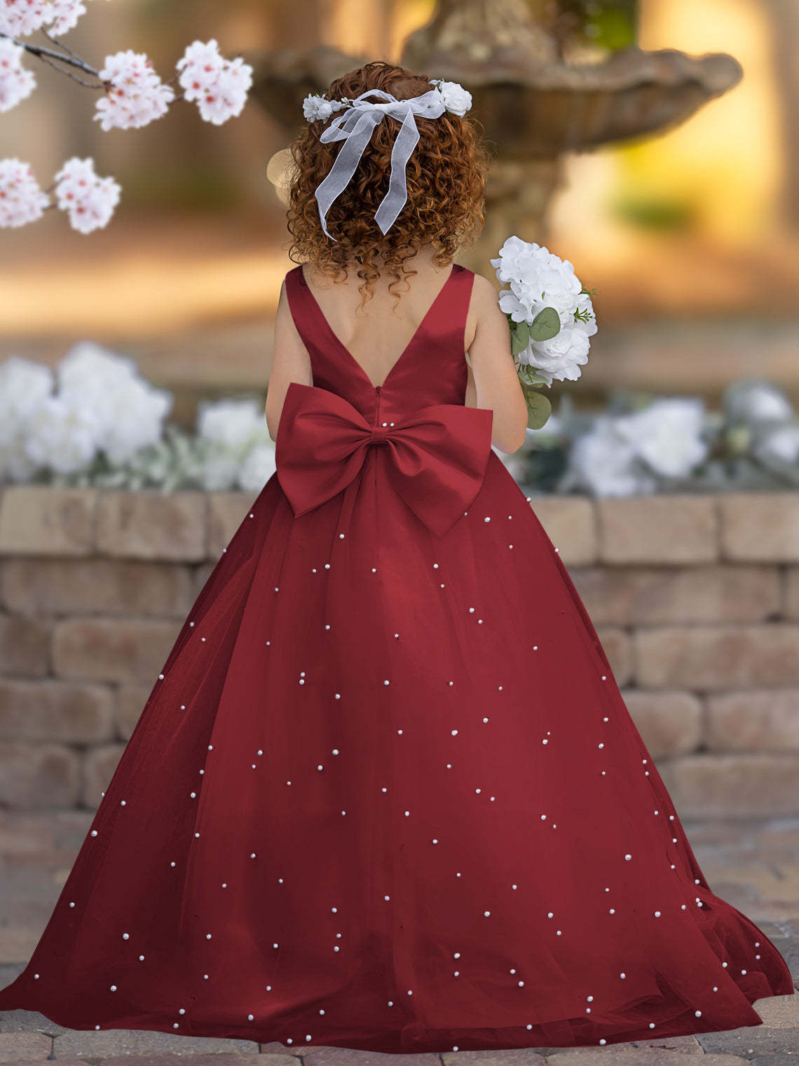 Princess Ball Gown in Elegant Satin & Tulle for Flower Girls