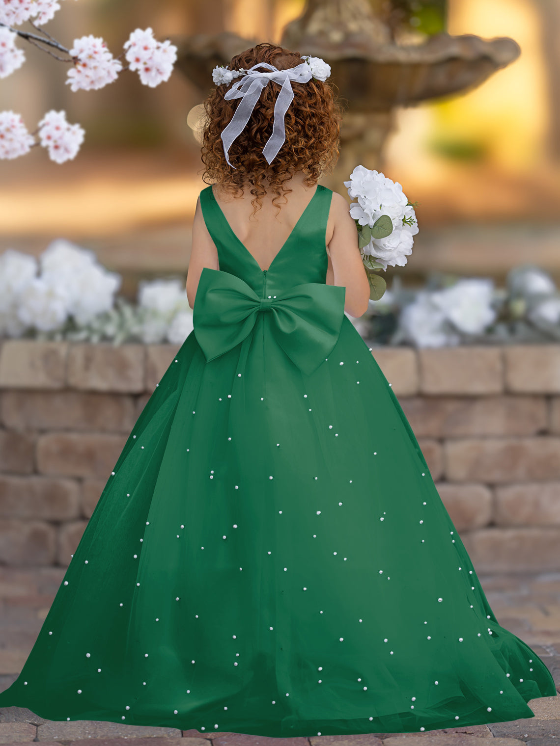 Princess Ball Gown in Elegant Satin & Tulle for Flower Girls