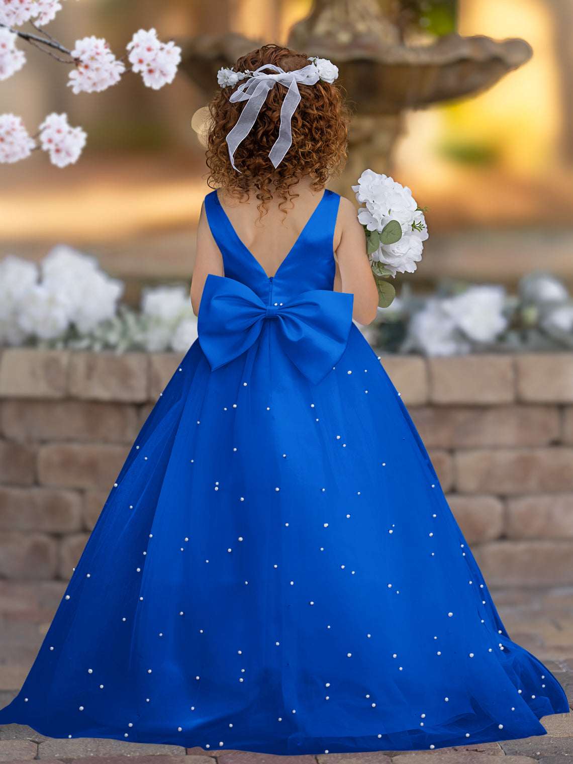Princess Ball Gown in Elegant Satin & Tulle for Flower Girls