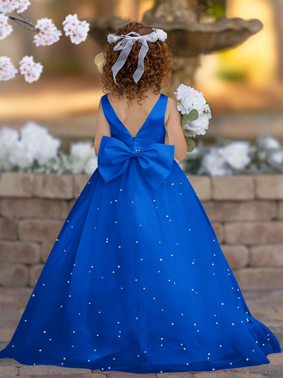 Princess Ball Gown in Elegant Satin & Tulle for Flower Girls