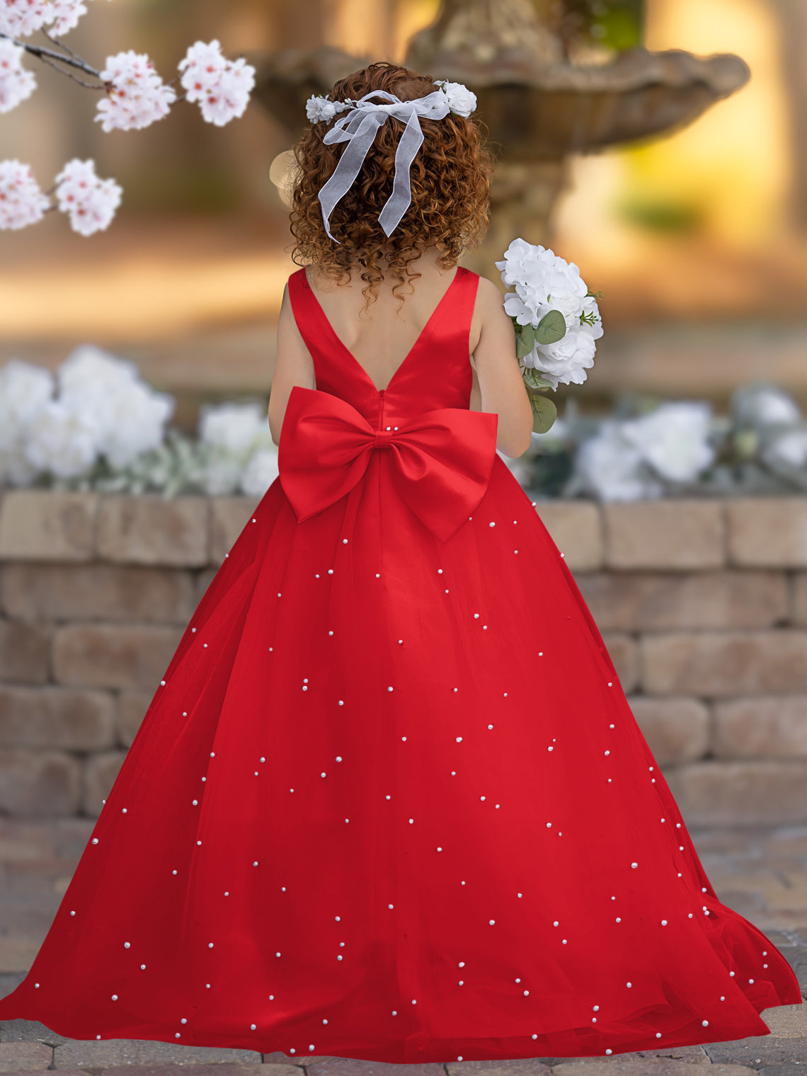 Princess Ball Gown in Elegant Satin & Tulle for Flower Girls
