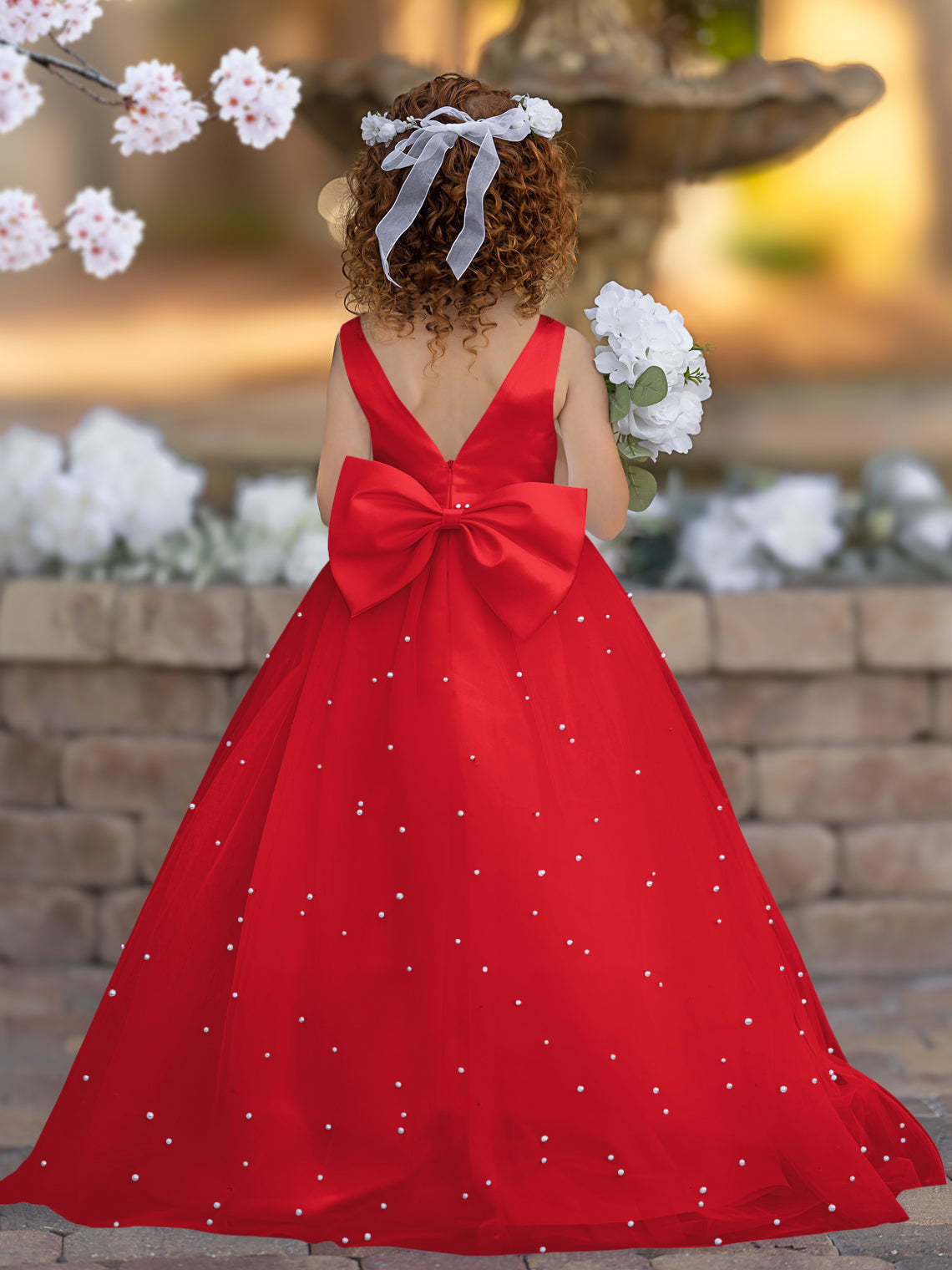 Princess Ball Gown in Elegant Satin & Tulle for Flower Girls