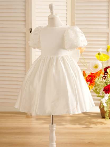 Knee-length Princess Satin Ball Gown for Flower Girls