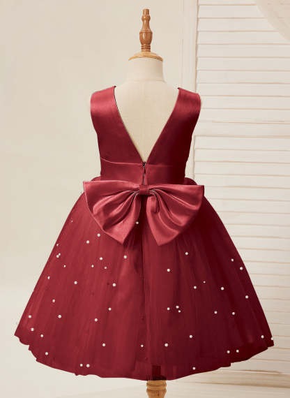 Knee-length Flower Girl Dress in Princess Satin and Tulle