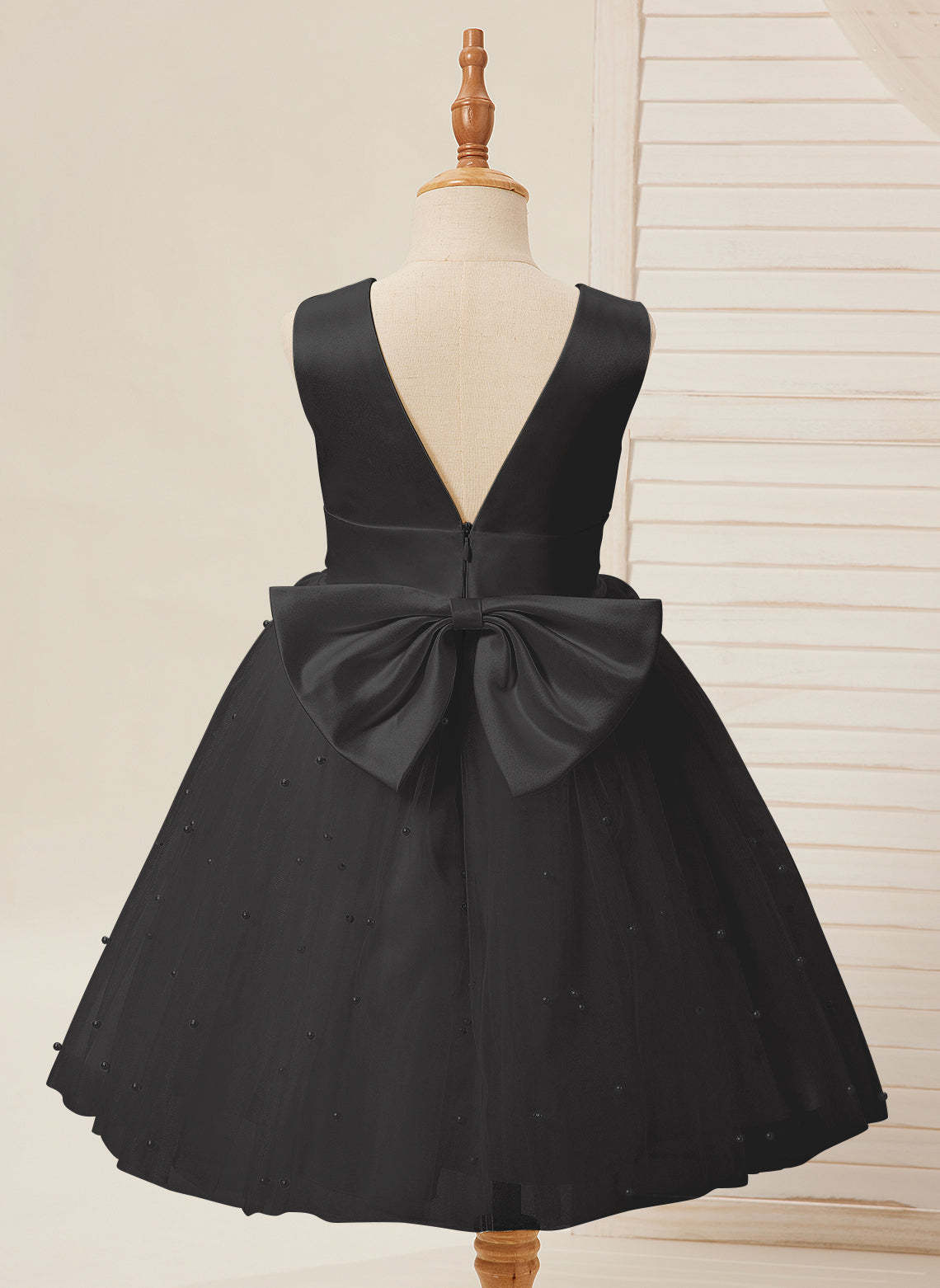 Knee-length Flower Girl Dress in Princess Satin and Tulle