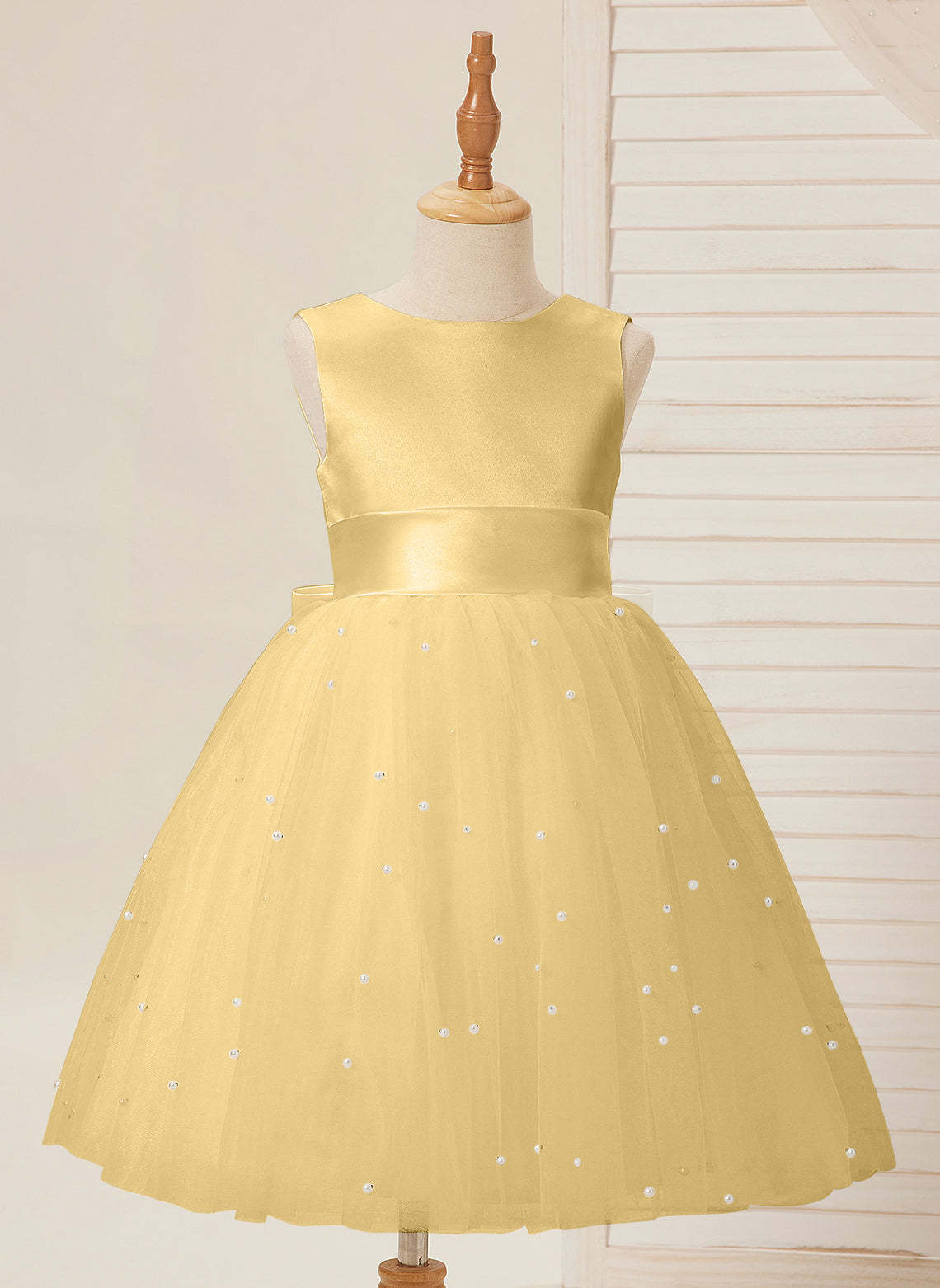Knee-length Flower Girl Dress in Princess Satin and Tulle