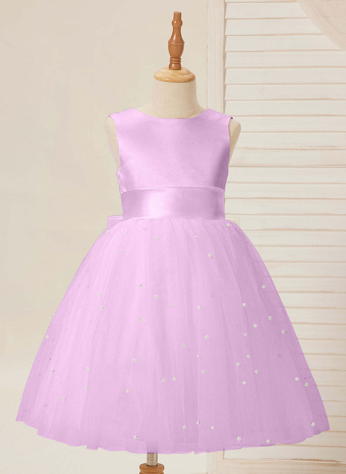 Knee-length Flower Girl Dress in Princess Satin and Tulle