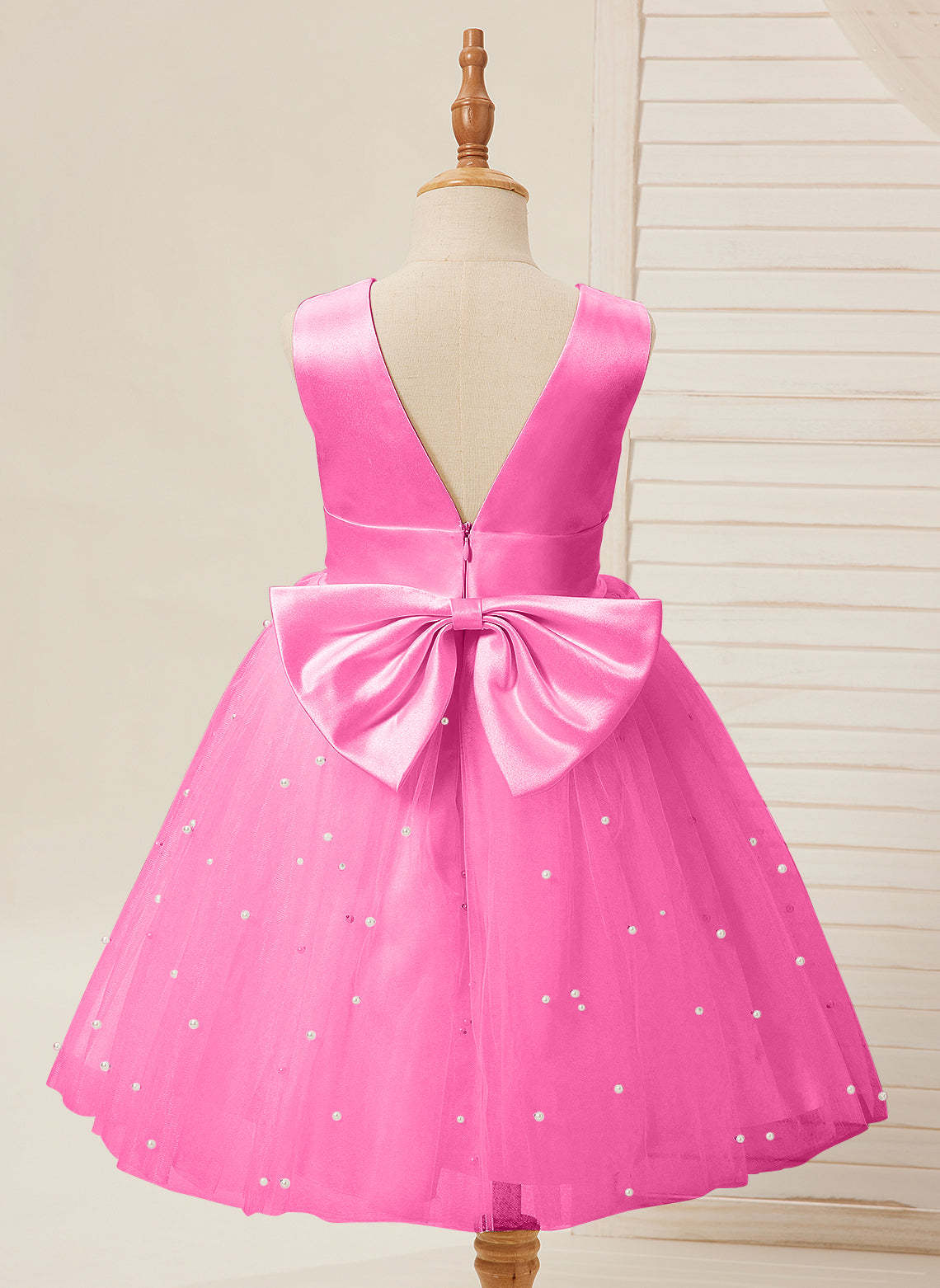 Knee-length Flower Girl Dress in Princess Satin and Tulle