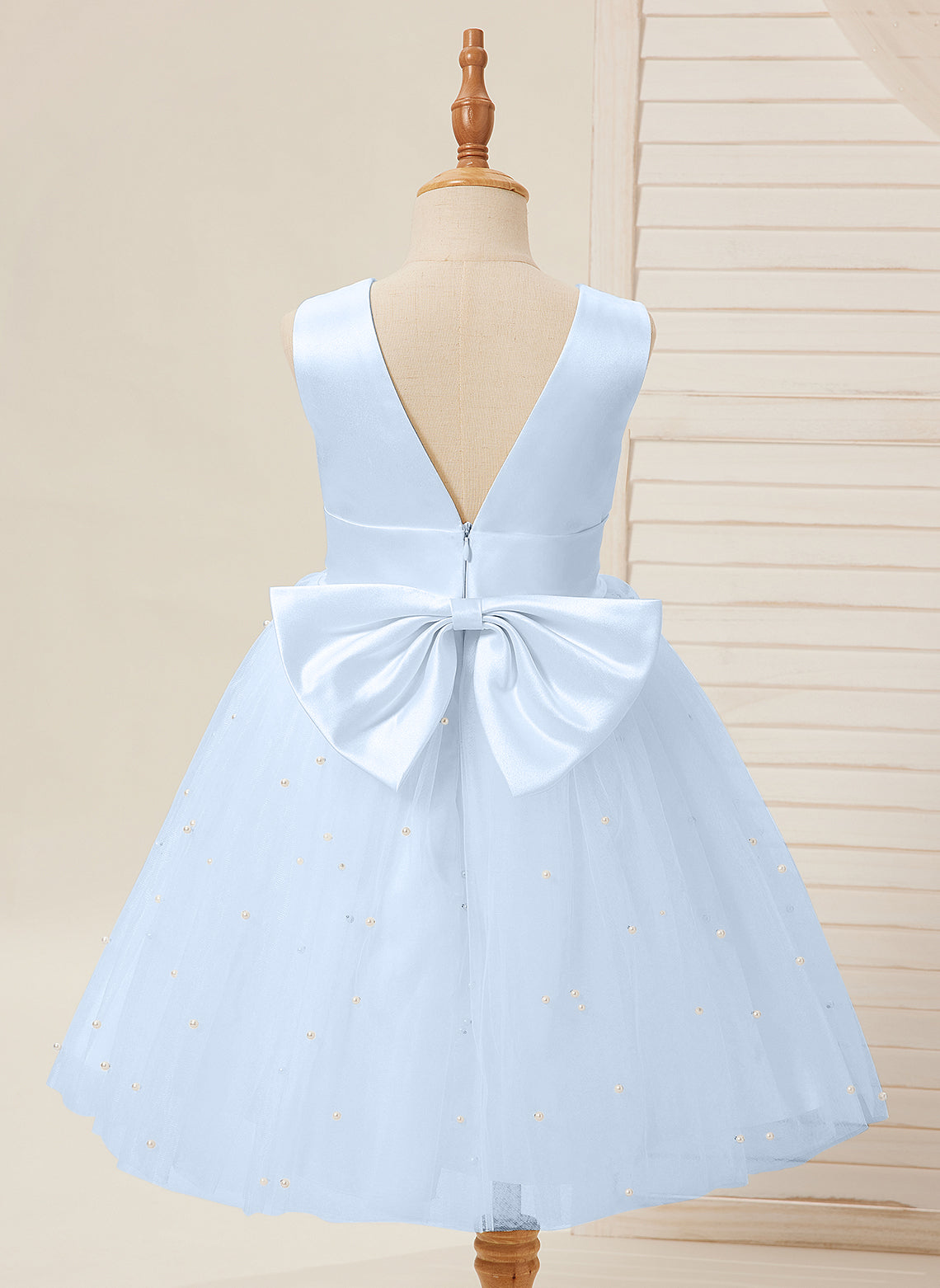 Knee-length Flower Girl Dress in Princess Satin and Tulle