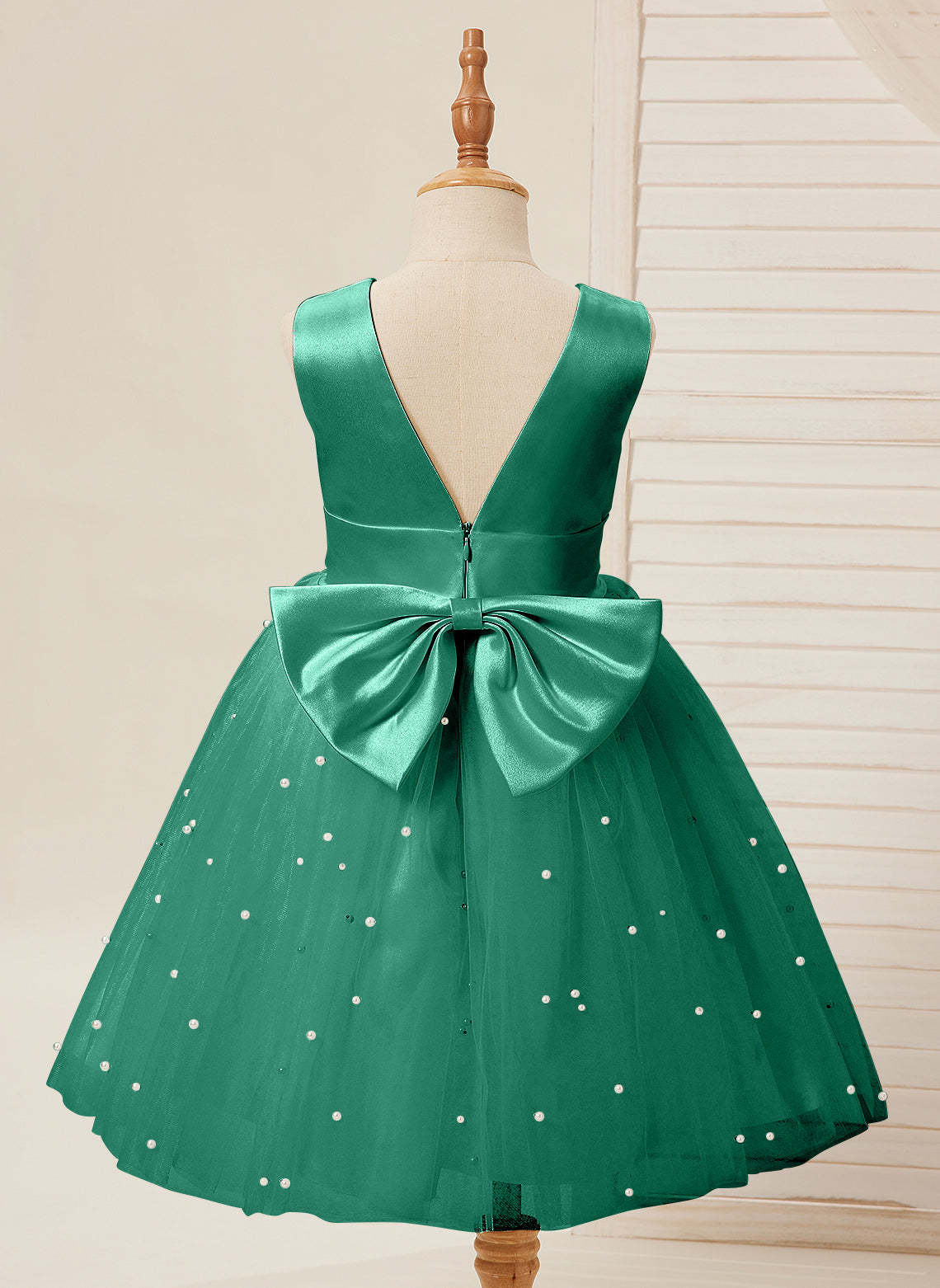 Knee-length Flower Girl Dress in Princess Satin and Tulle