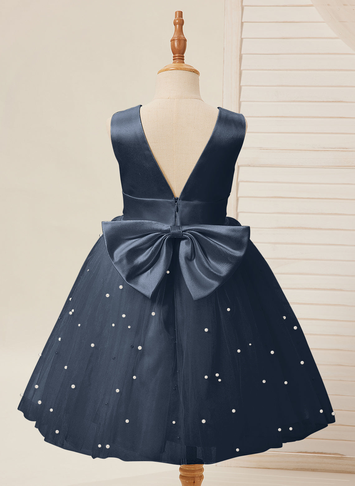 Knee-length Flower Girl Dress in Princess Satin and Tulle