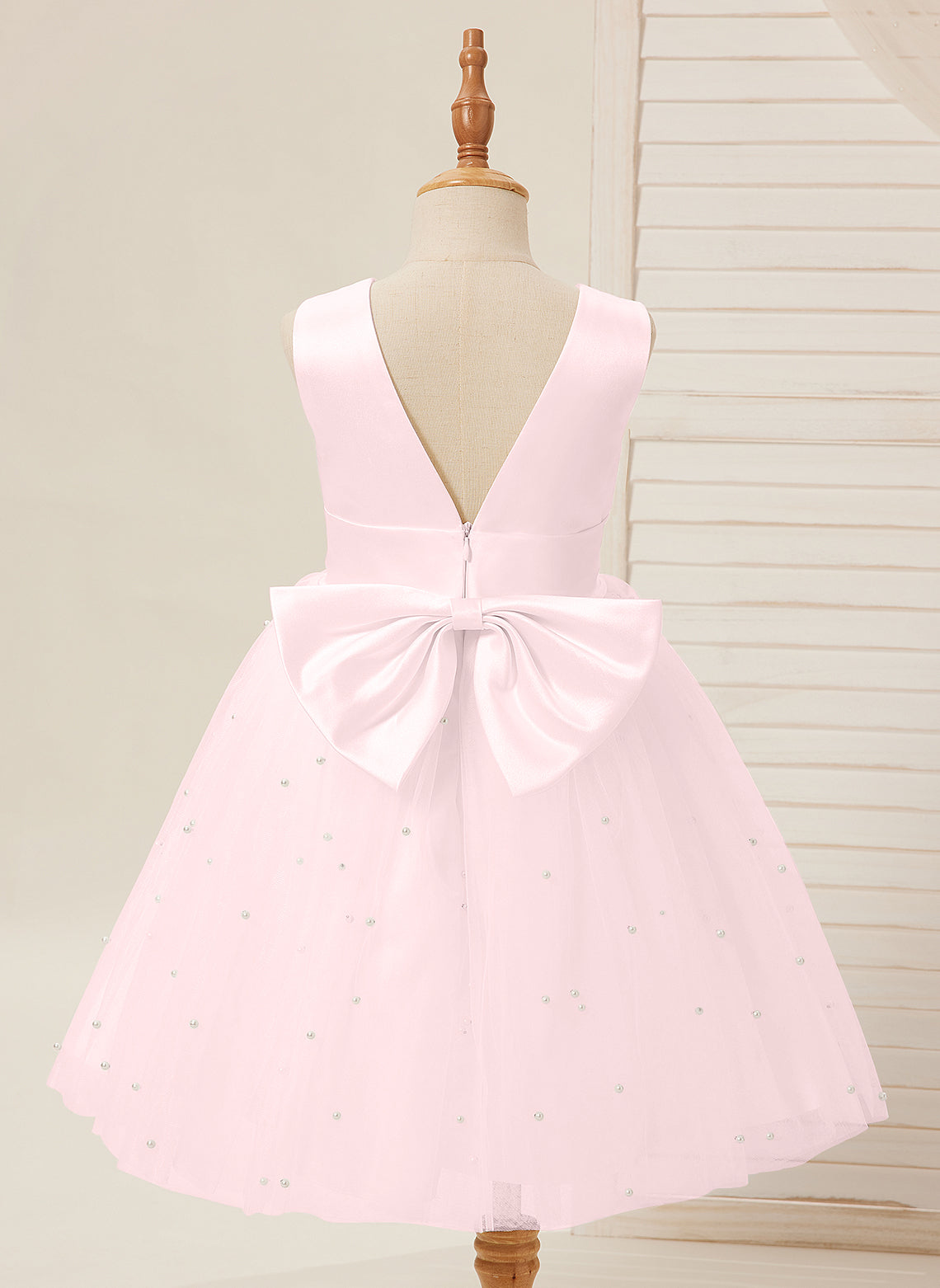 Knee-length Flower Girl Dress in Princess Satin and Tulle