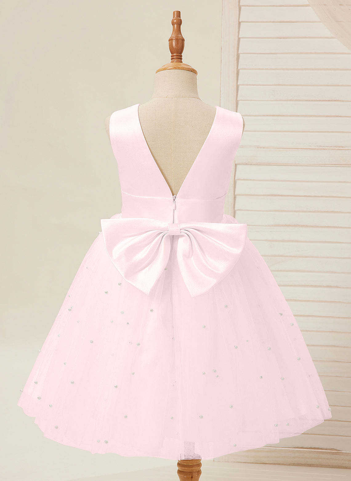 Knee-length Flower Girl Dress in Princess Satin and Tulle