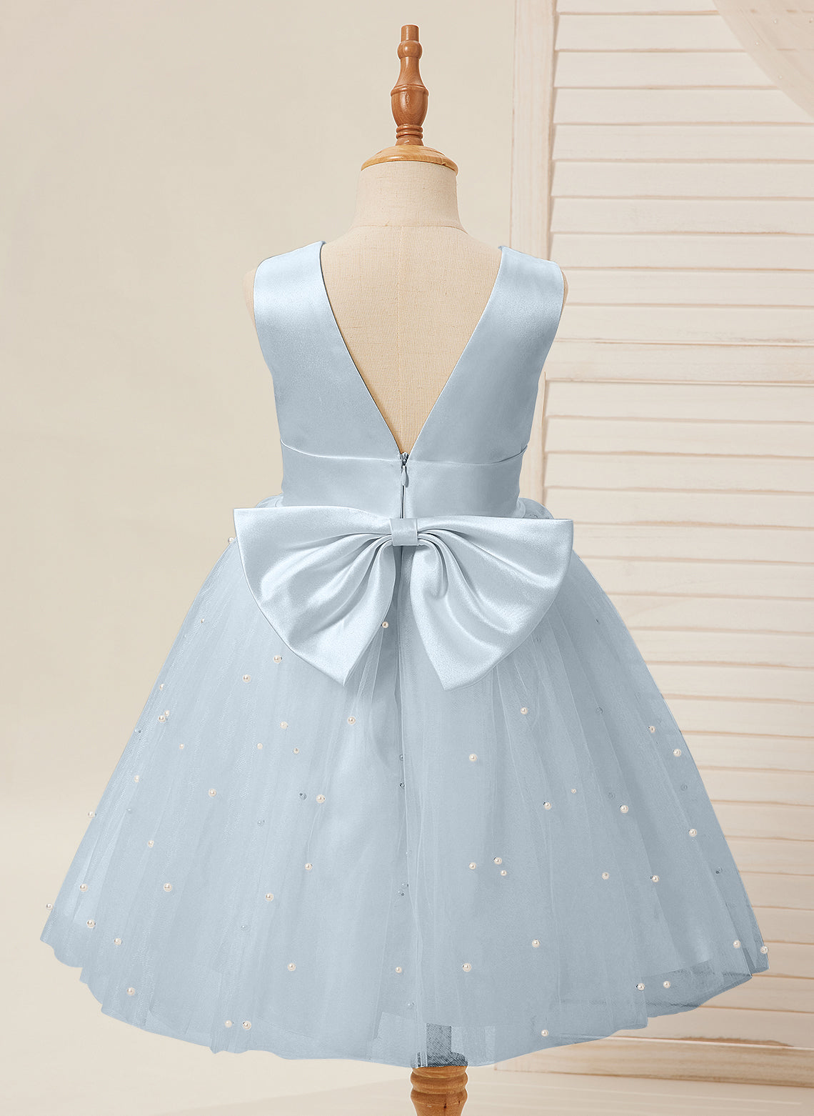 Knee-length Flower Girl Dress in Princess Satin and Tulle