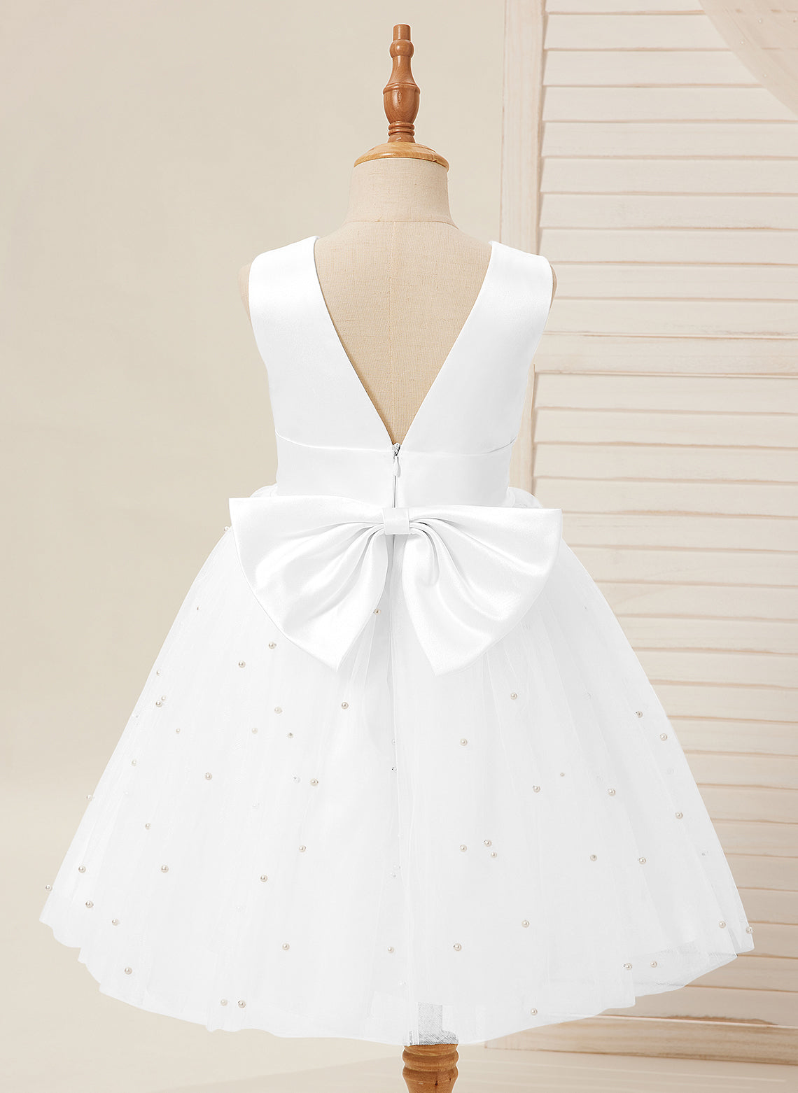 Knee-length Flower Girl Dress in Princess Satin and Tulle