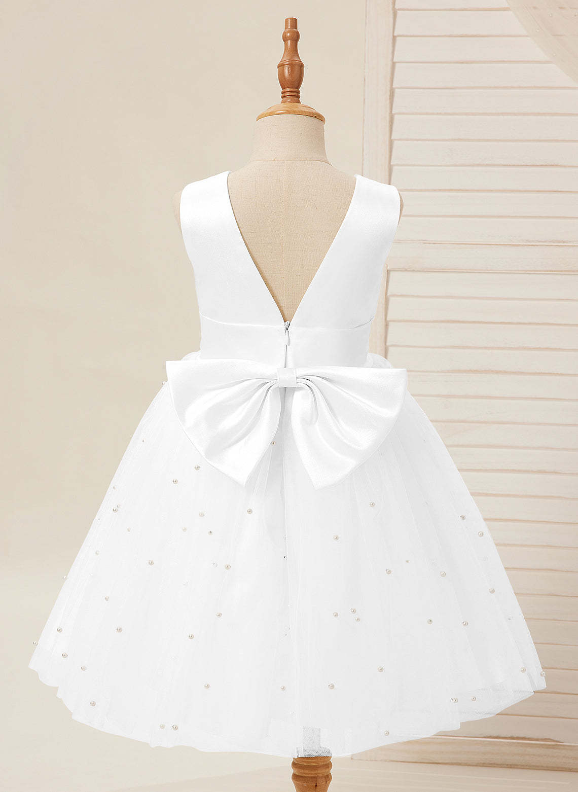 Knee-length Flower Girl Dress in Princess Satin and Tulle