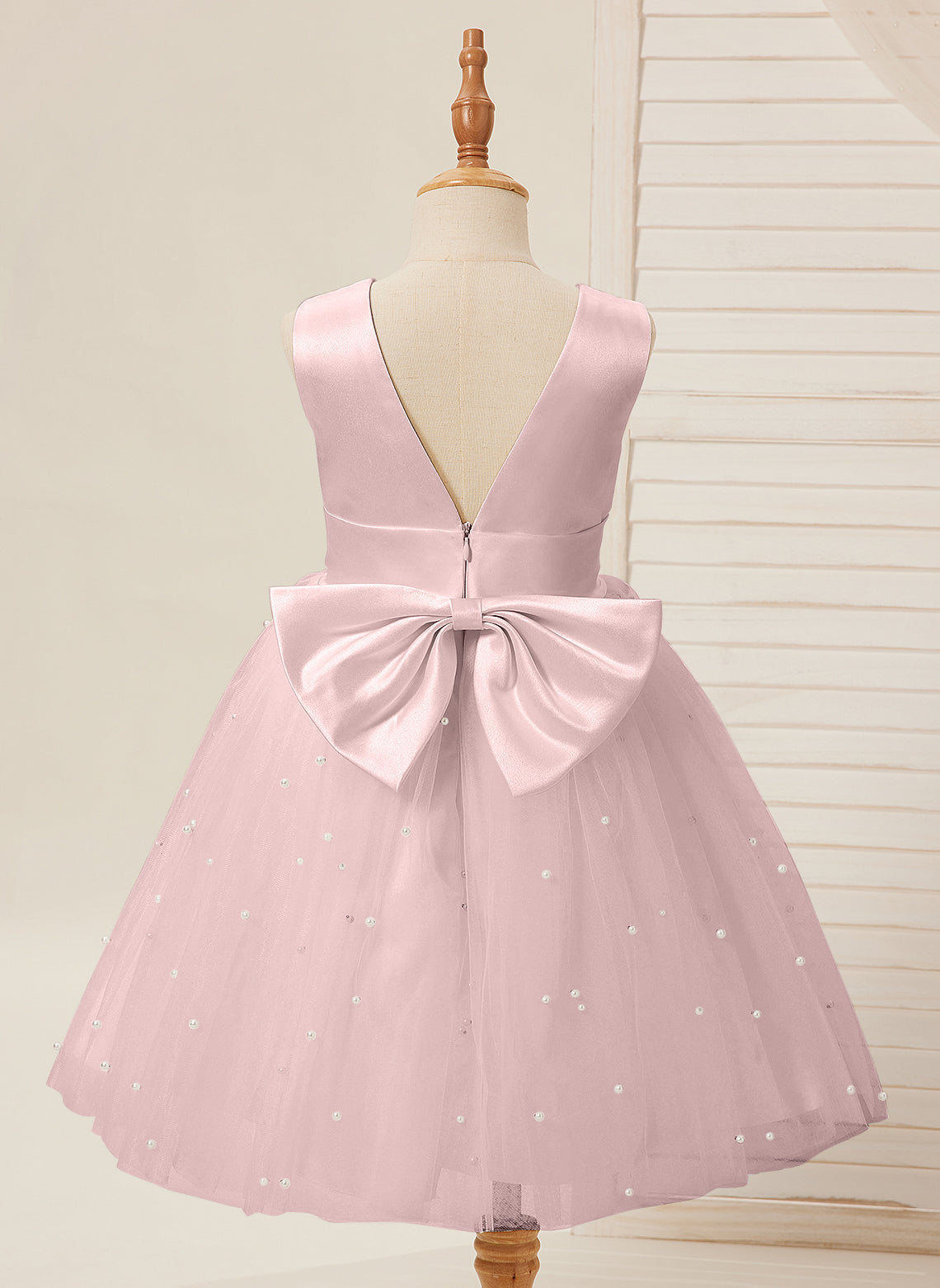 Knee-length Flower Girl Dress in Princess Satin and Tulle