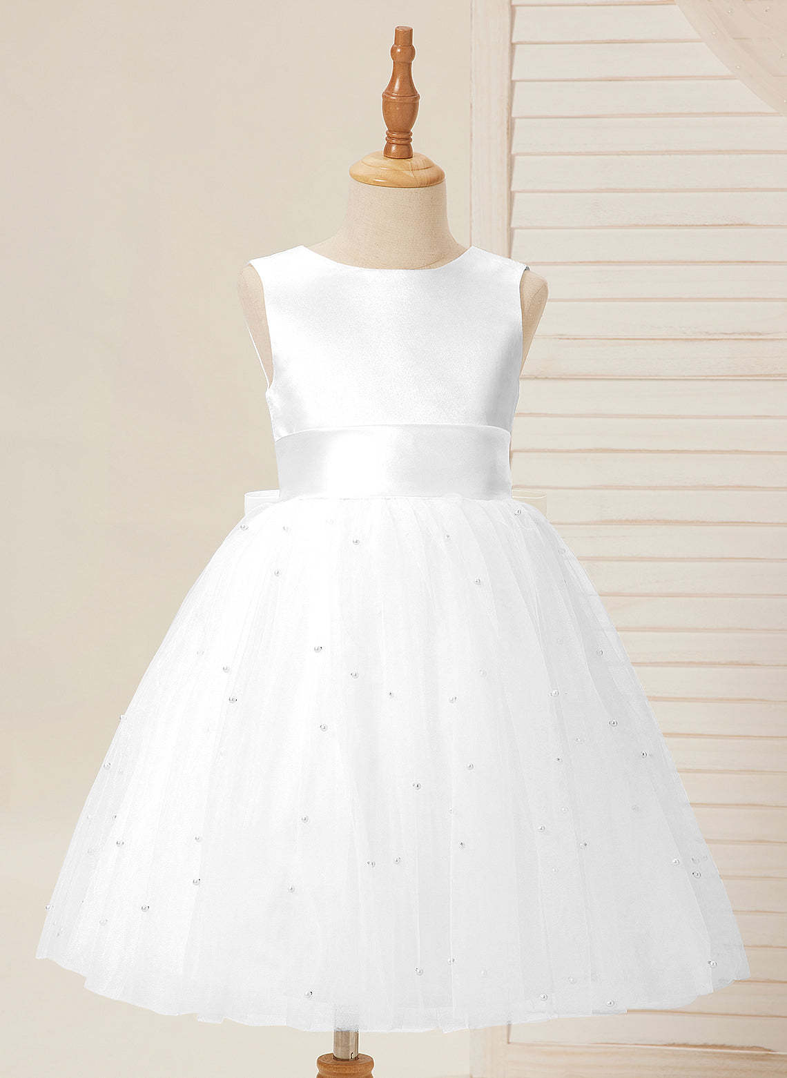 Knee-length Flower Girl Dress in Princess Satin and Tulle